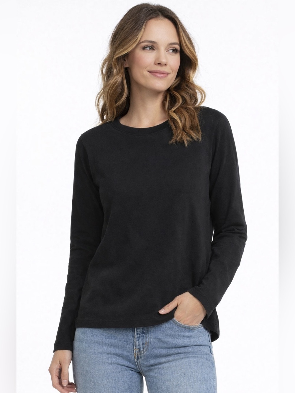 Nu-in 100% Cotton Black Long Sleeve Classic Top Size M Minimalist